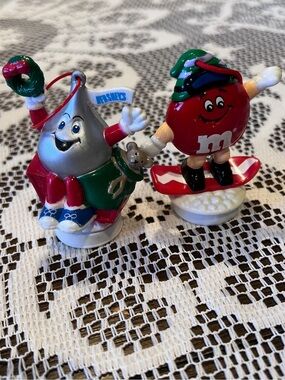 Vintage 90s M&M & Hershey Kiss Christmas Ornaments Set 1995 1996 Holiday Decor